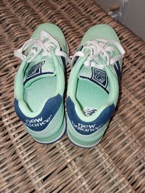 New Balance Mint Green and Navy Lace-Up Sneakers